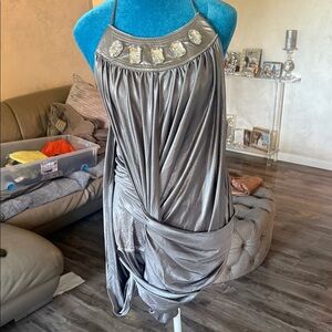 Elegant Silver Halter Top/ dress